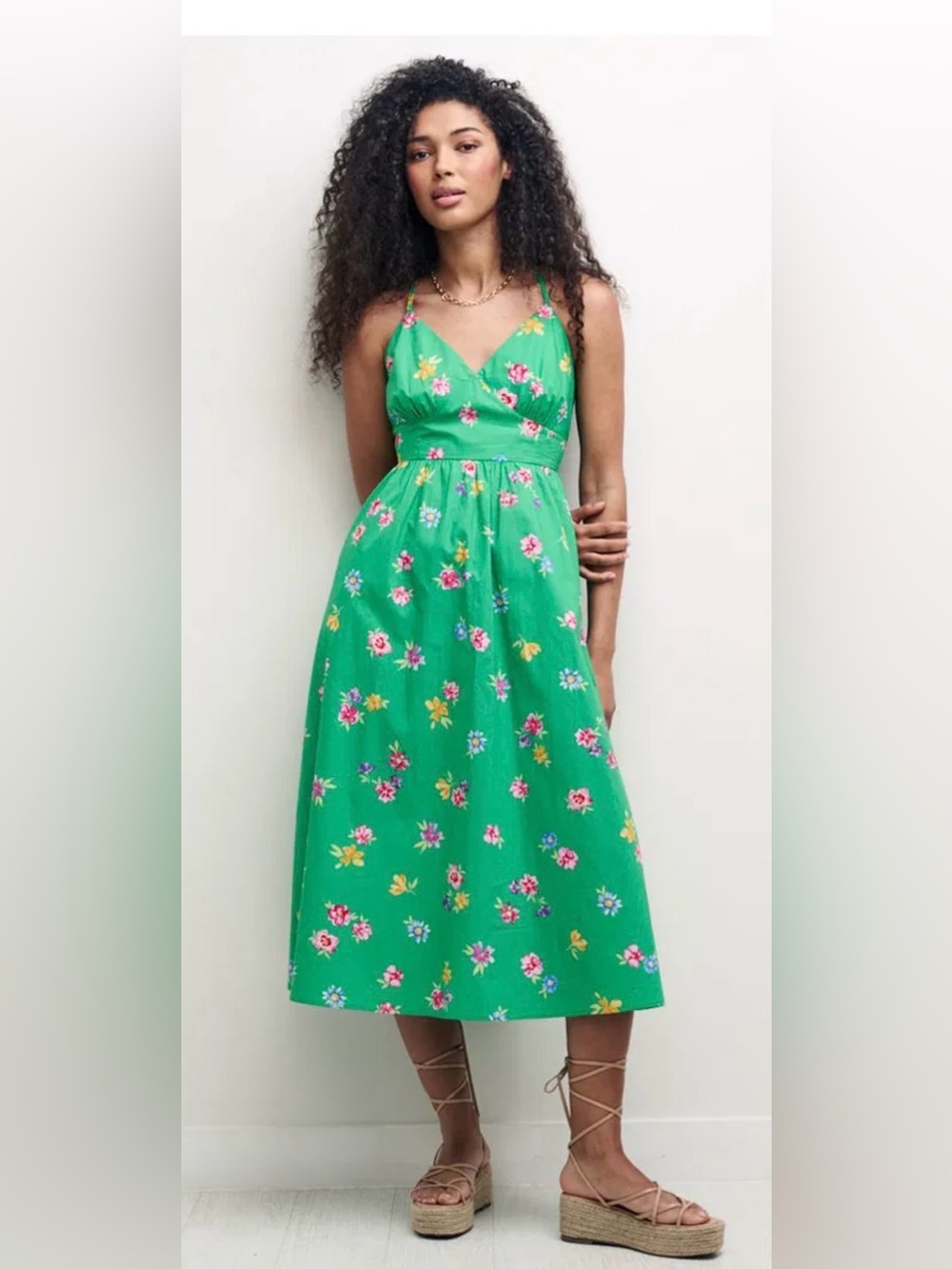 Green Floral Spaghetti-Strap Maxi Dress - Picture 10 of 11
